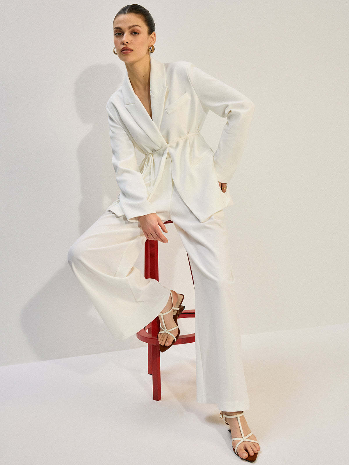 Tailored Suit and Wide-Leg Pants Set