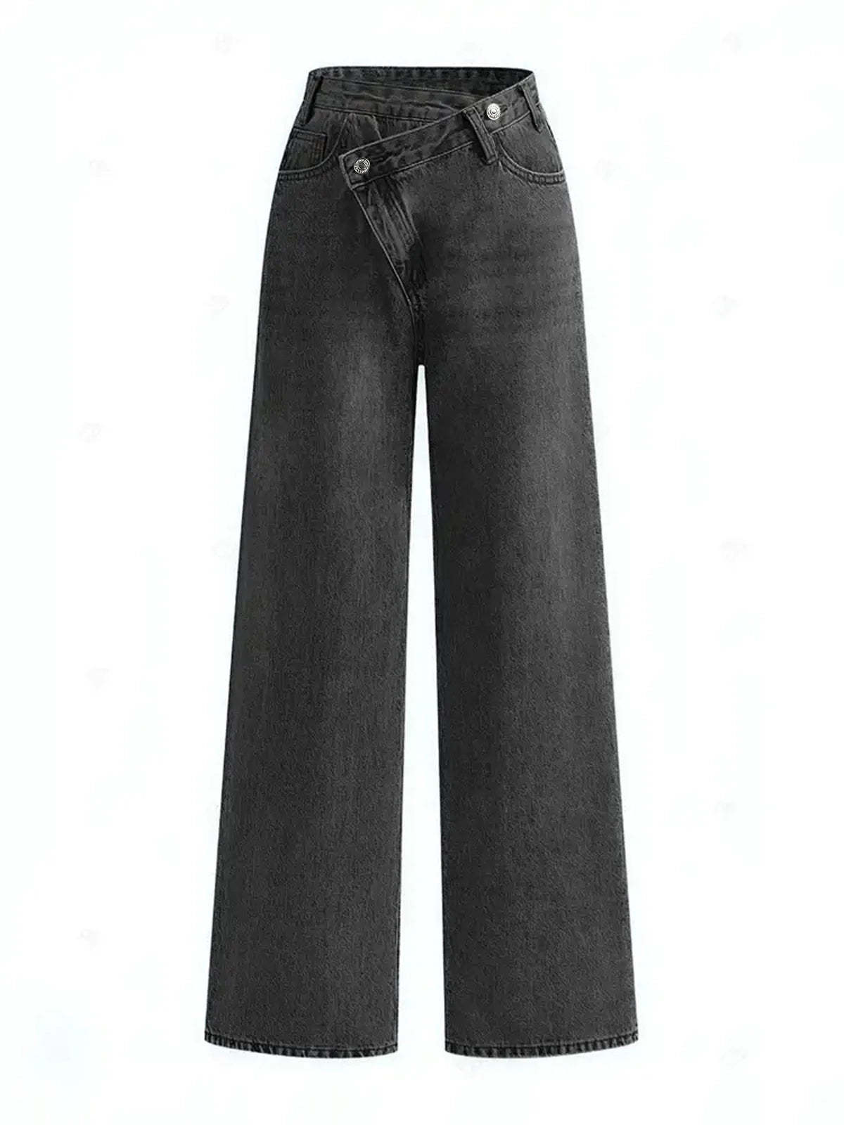 Asymmetric Waist Wide-Leg Jeans
