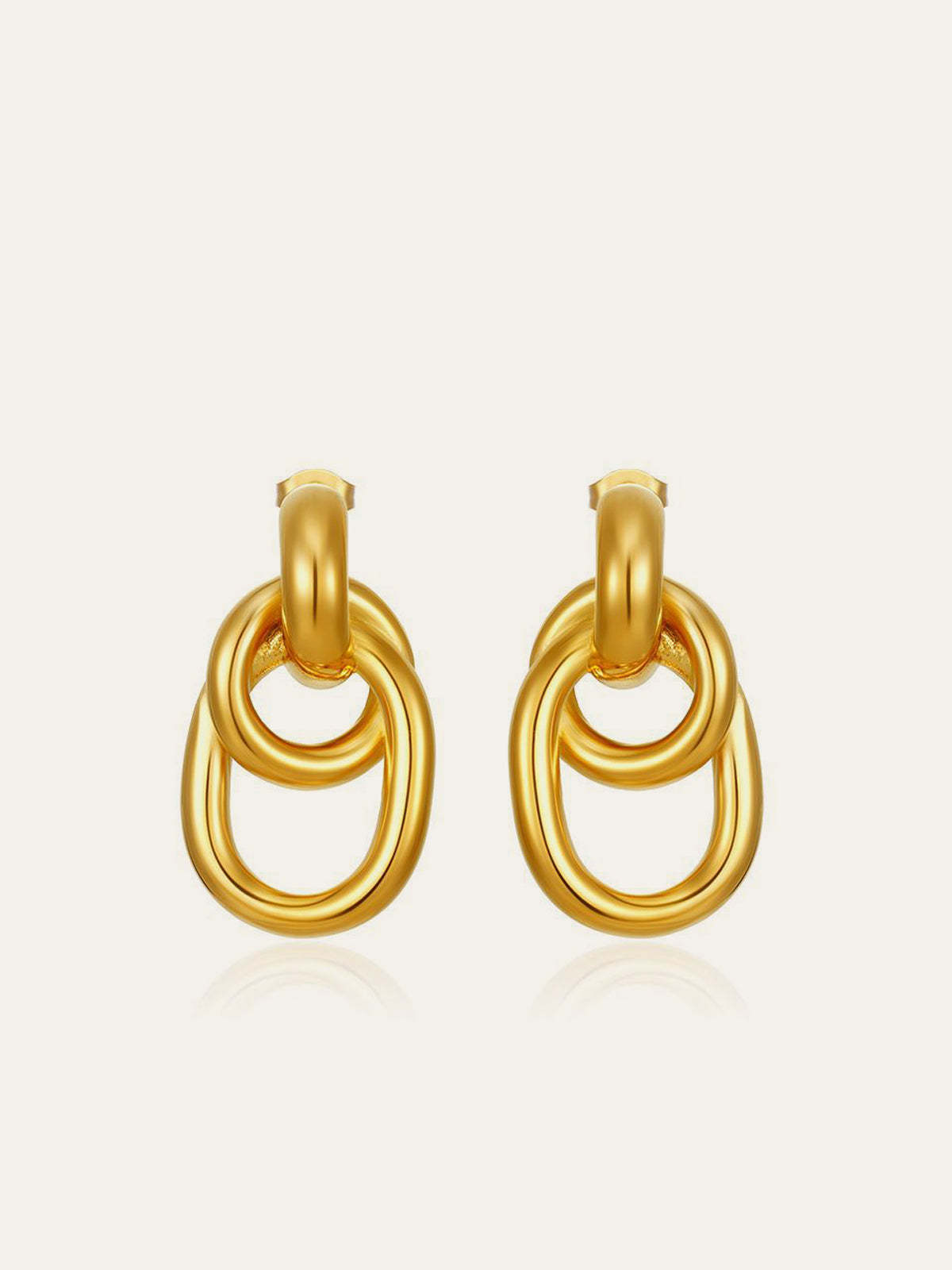 Gold-Tone Interlocking Hoop Earrings