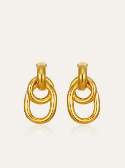 Gold-Tone Interlocking Hoop Earrings