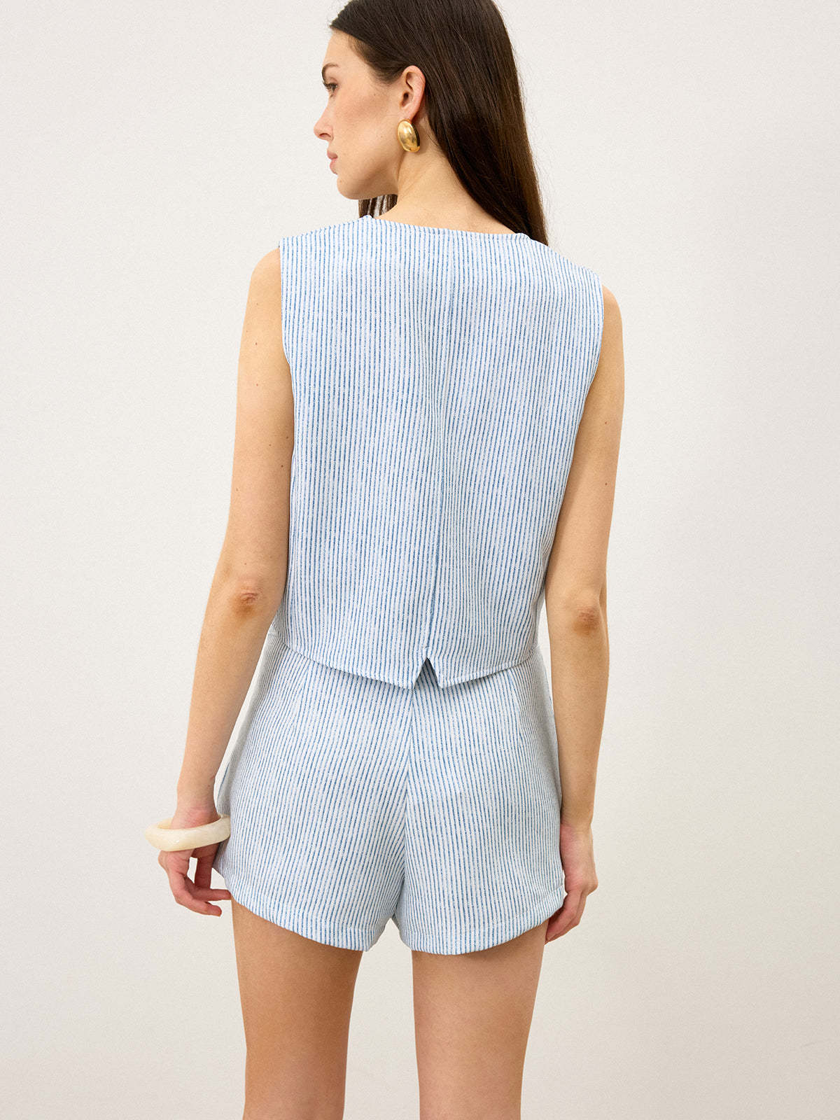 Striped Button-Front Skirt Set