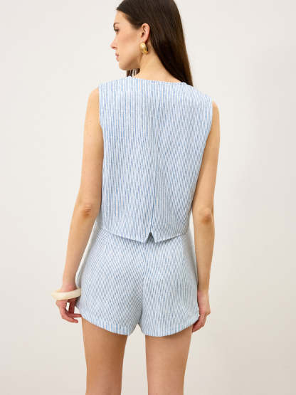 Striped Button-Front Skirt Set