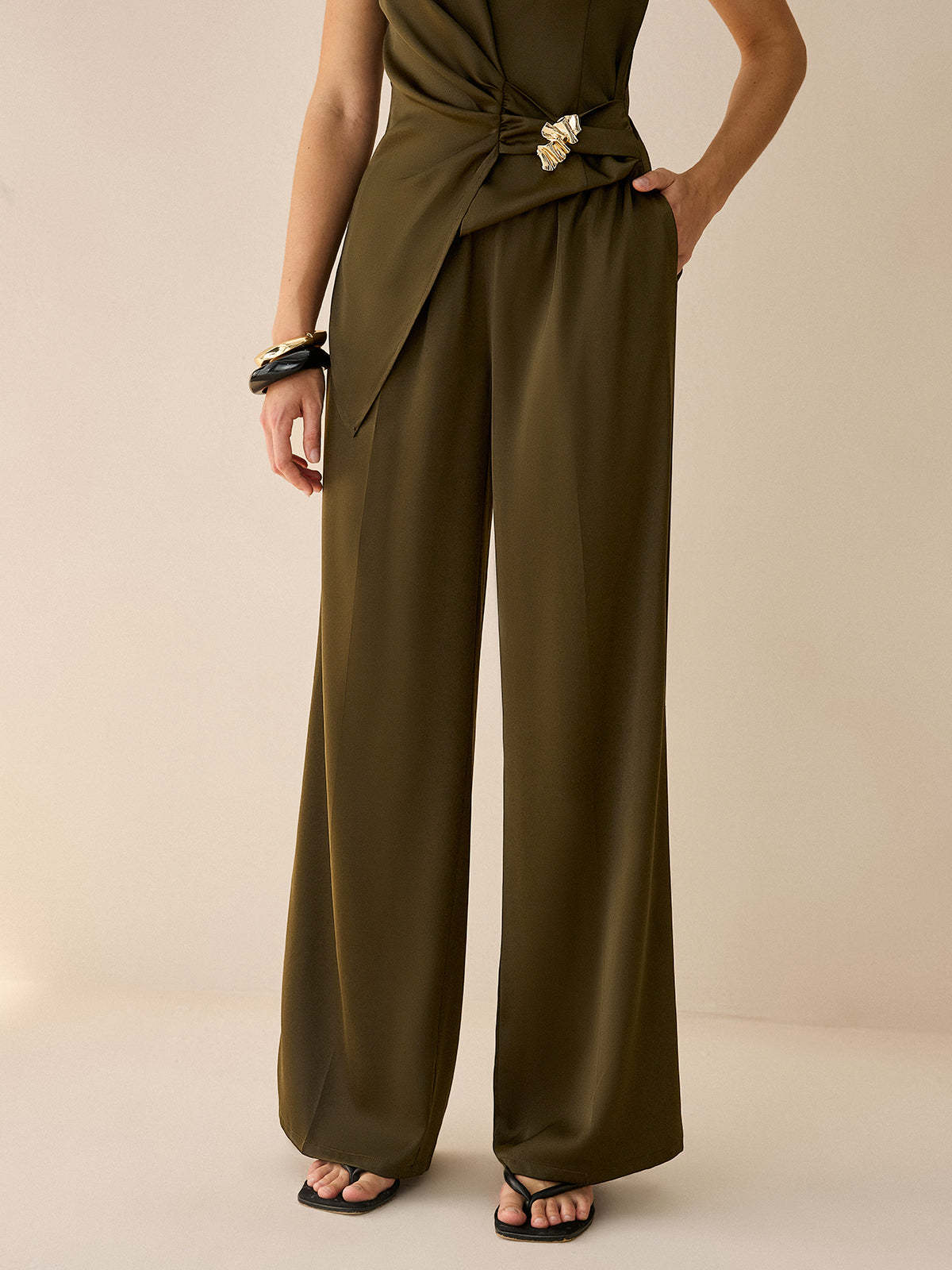 Asymmetric Wrap Top and Pants Set