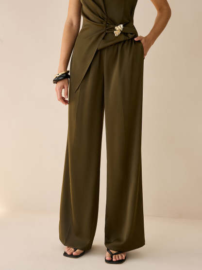 Asymmetric Wrap Top and Pants Set