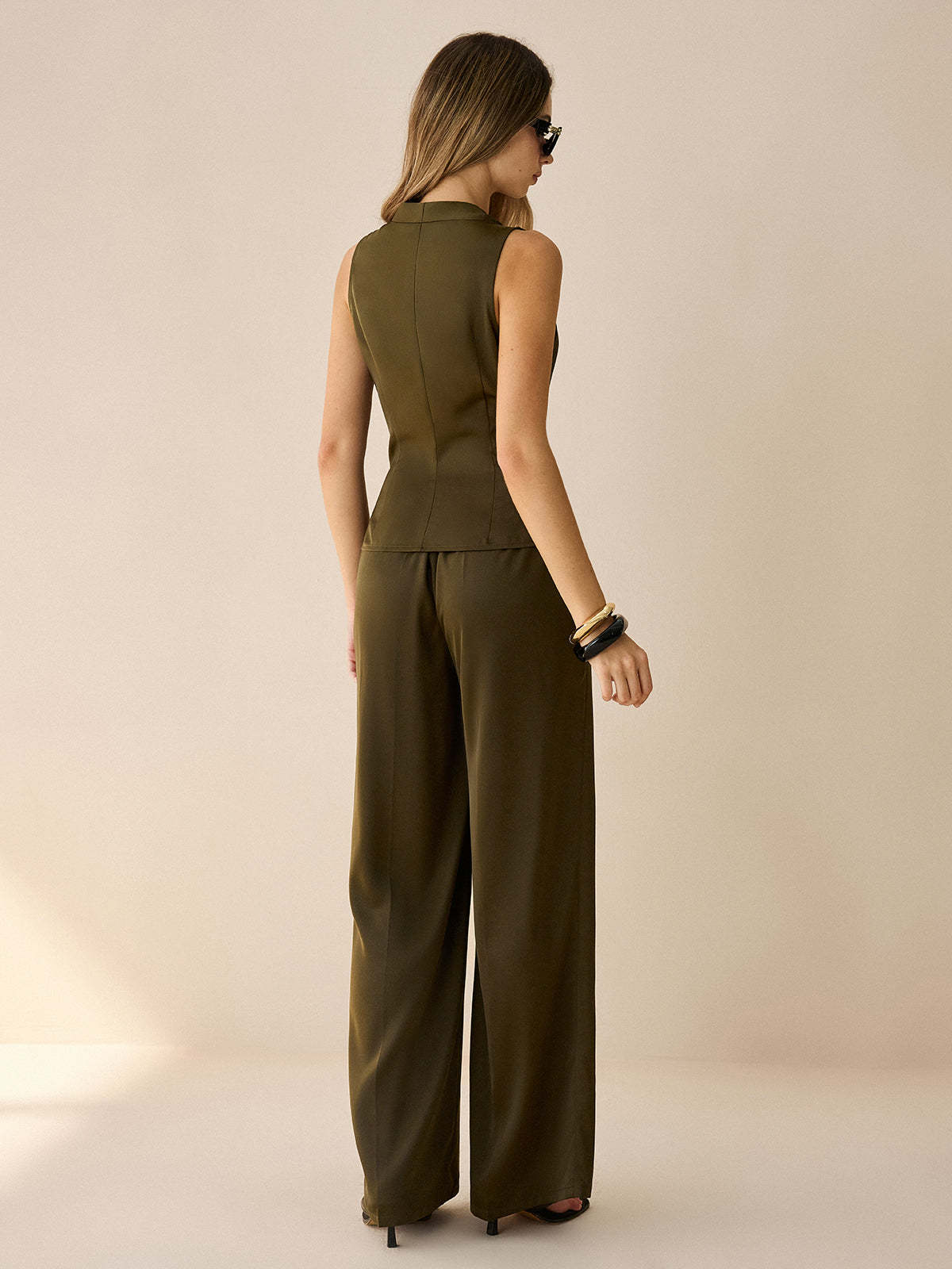 Asymmetric Wrap Top and Pants Set