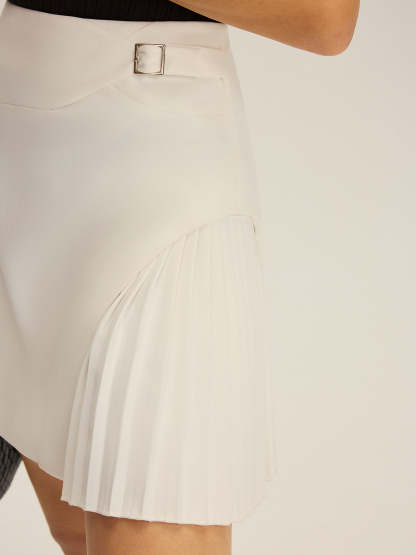 Asymmetric Pleated Mini Skirt