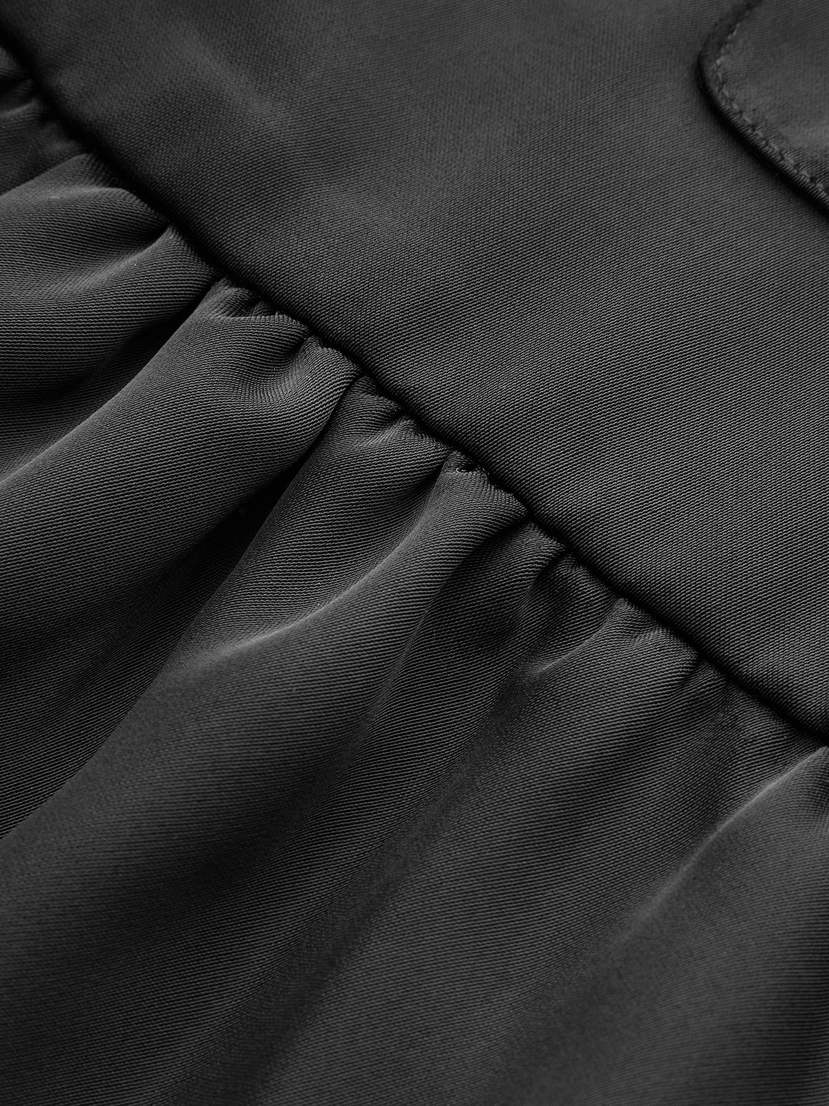 Ruffled Hem Metal Button Mini Dress Without Belt