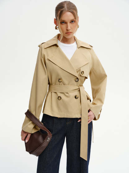 Double-Breasted Belted Trench Coat