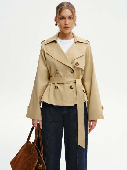 Double-Breasted Belted Trench Coat