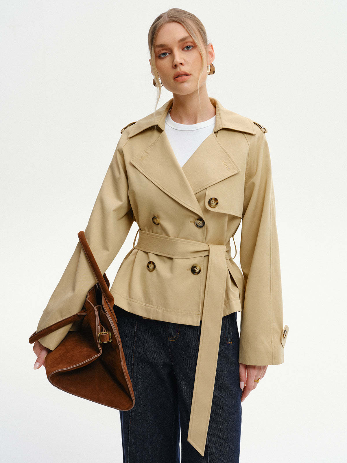 Double-Breasted Belted Trench Coat