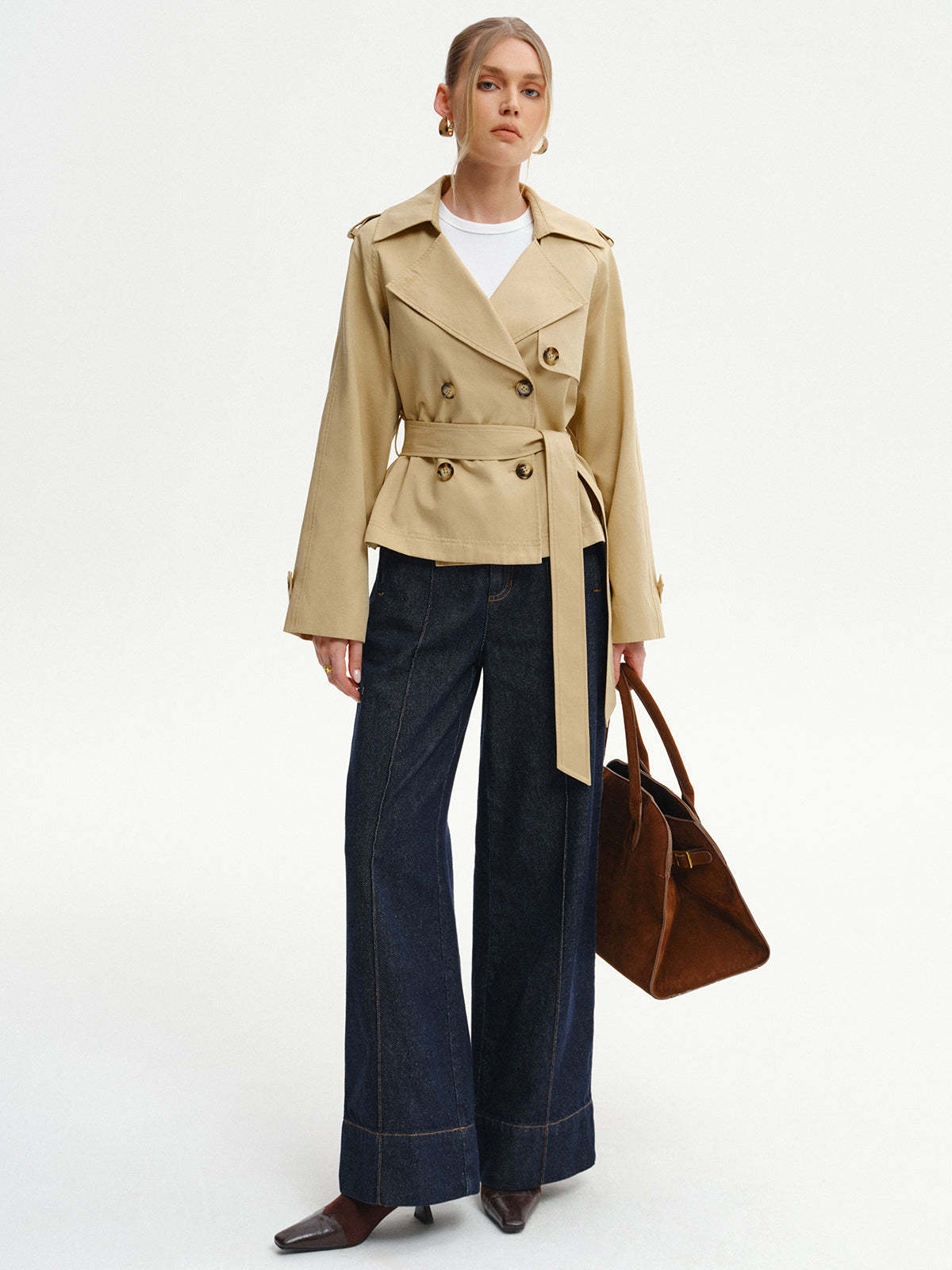 Double-Breasted Belted Trench Coat