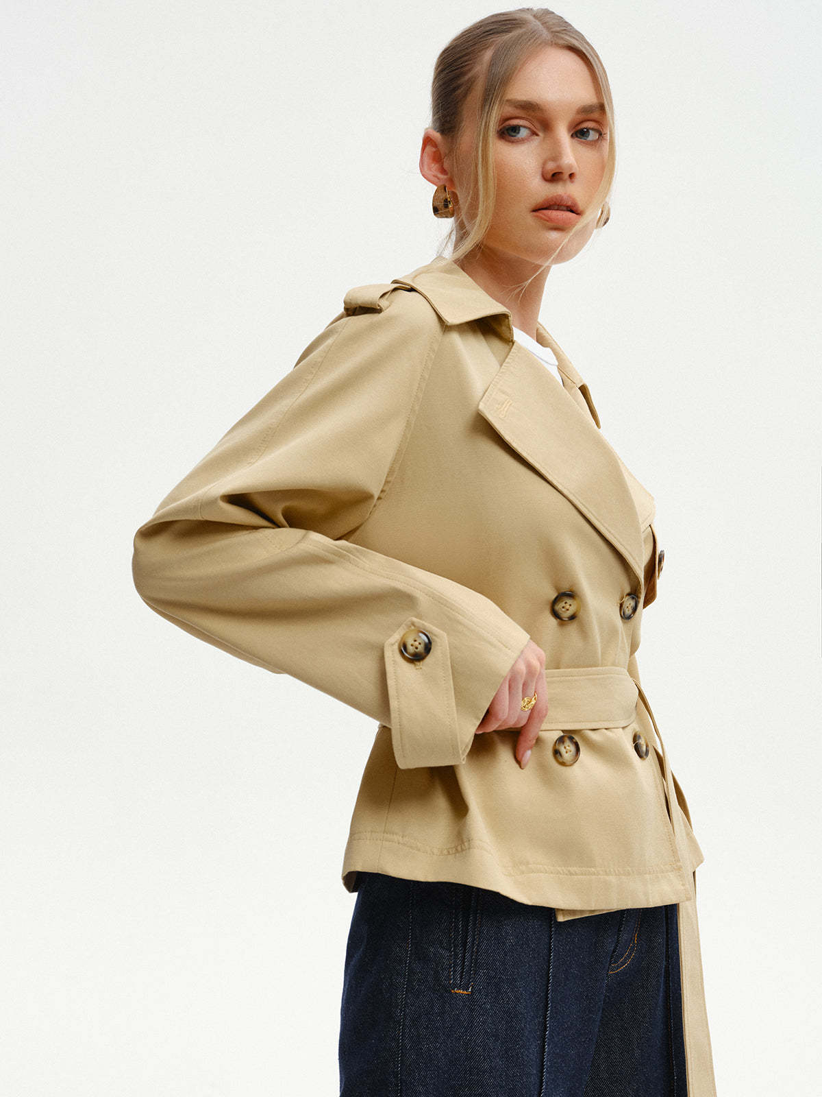 Double-Breasted Belted Trench Coat