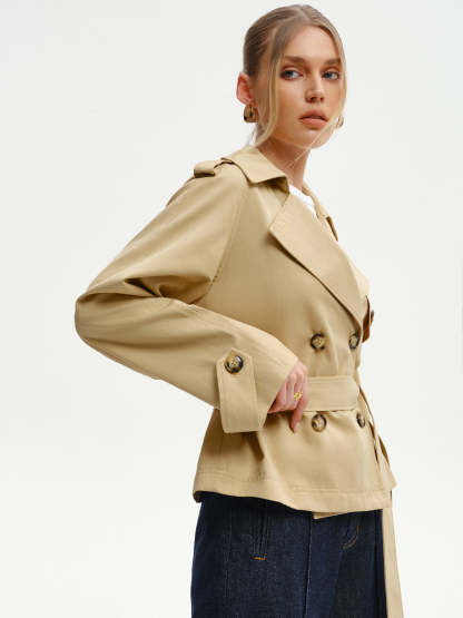 Double-Breasted Belted Trench Coat