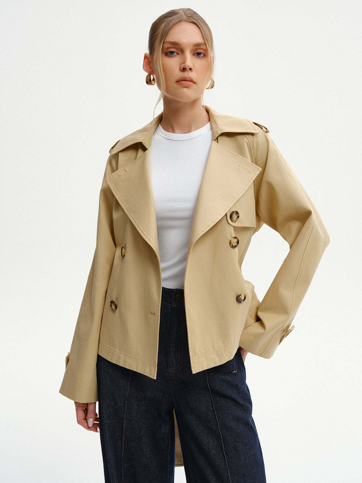 Double-Breasted Belted Trench Coat