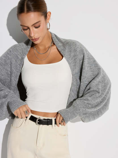 Wool Blend Oversized Batwing Sleeve Cardigan