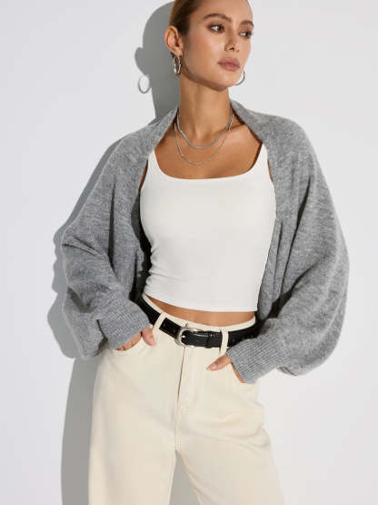 Wool Blend Oversized Batwing Sleeve Cardigan