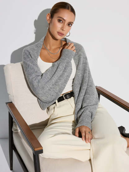 Wool Blend Oversized Batwing Sleeve Cardigan