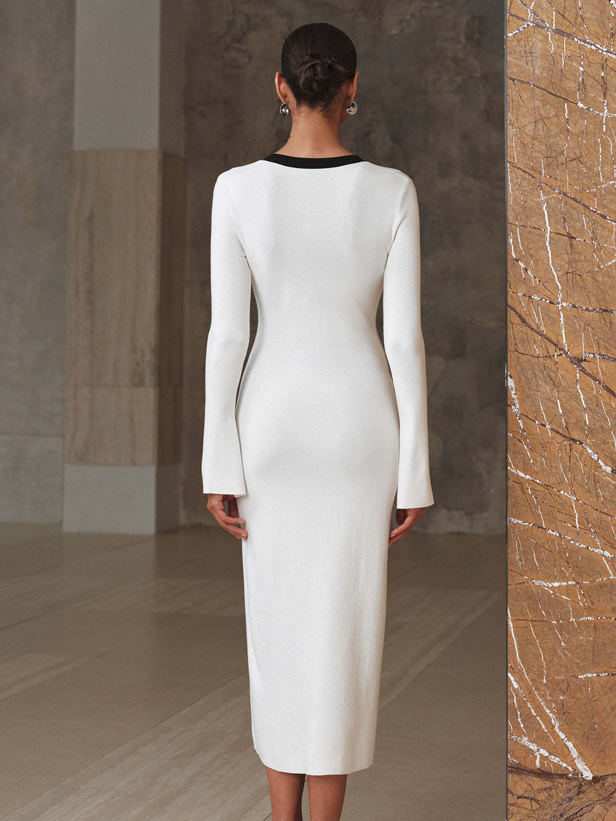 Contrast Trim Knit Maxi Dress