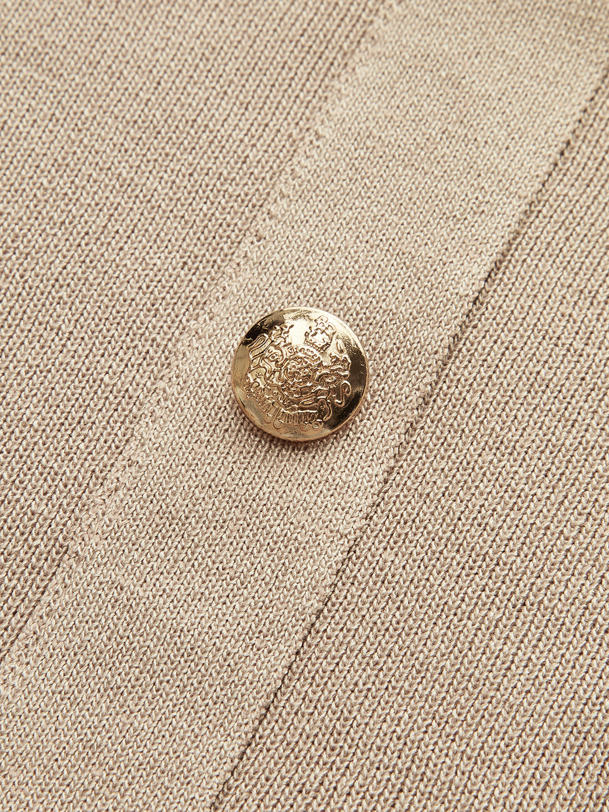 Metal Button Collared Cardigan and Midi Skirt Set