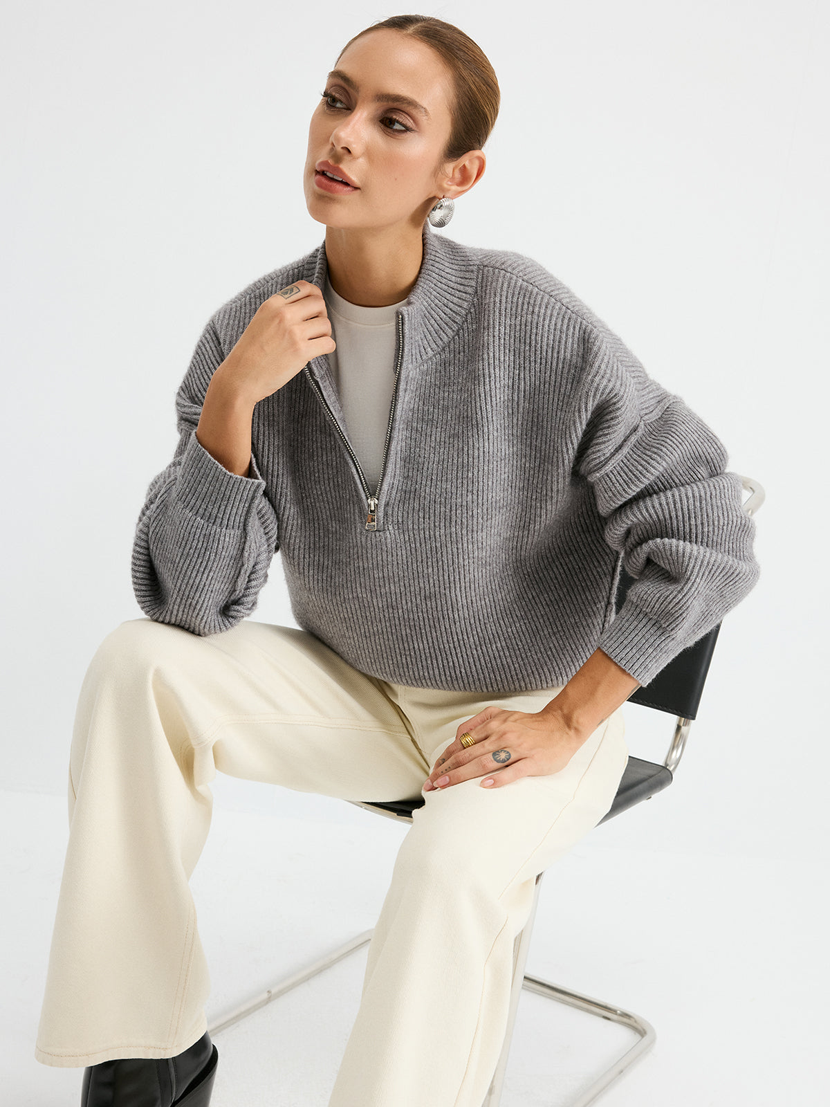 Wool Blend Half-Zip Sweater