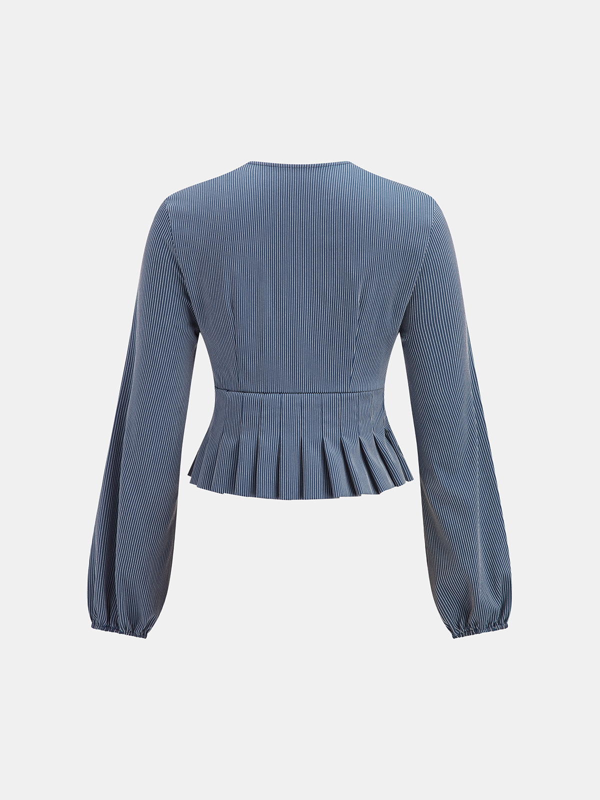 Striped Tie-Front V-Neck Peplum Blouse