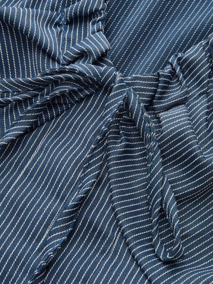 Striped Tie-Front V-Neck Peplum Blouse