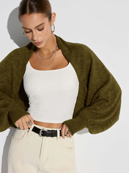 Wool Blend Oversized Batwing Sleeve Cardigan