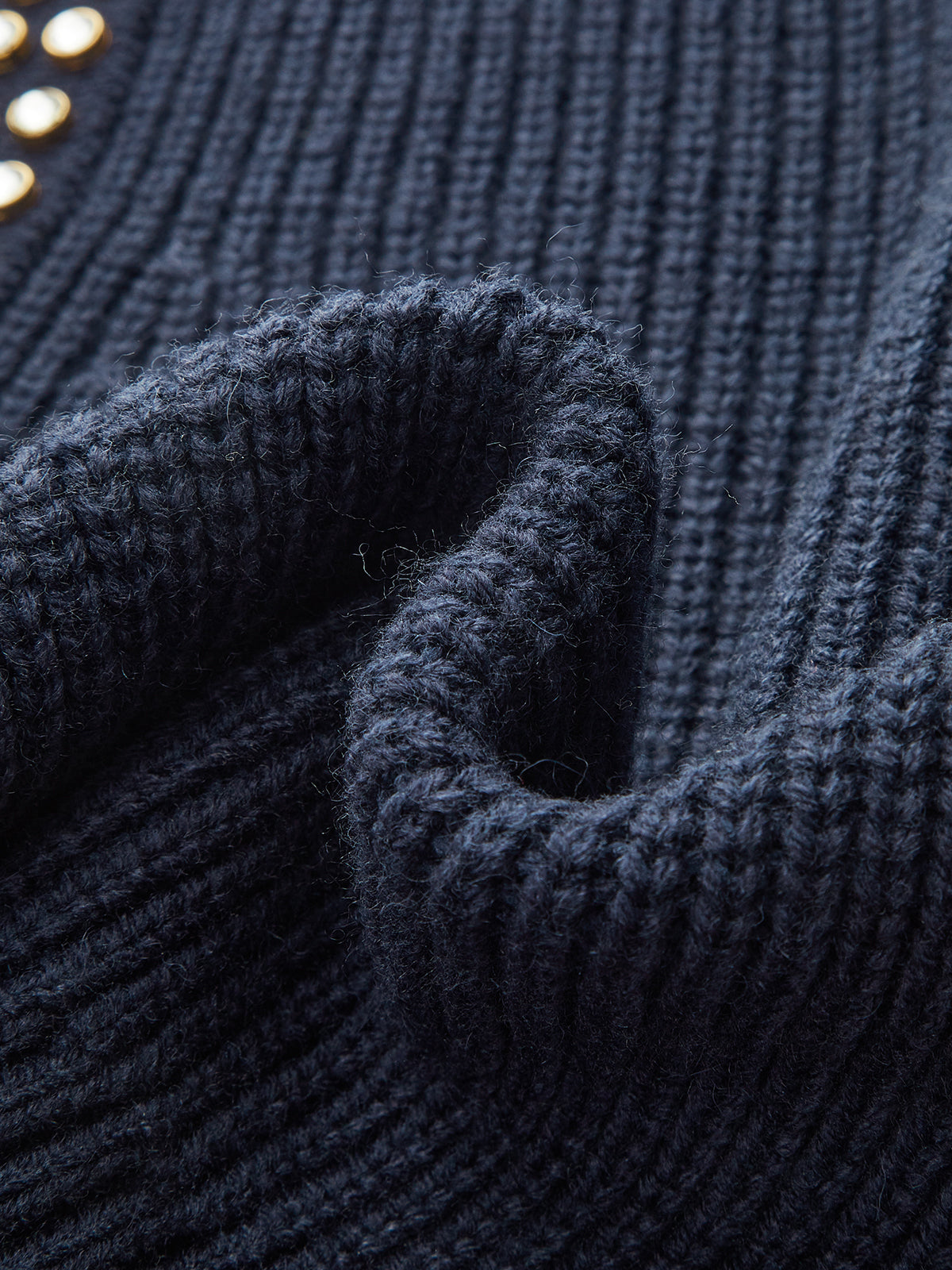 Studded Collar Wool Blend V-Neck Sweater