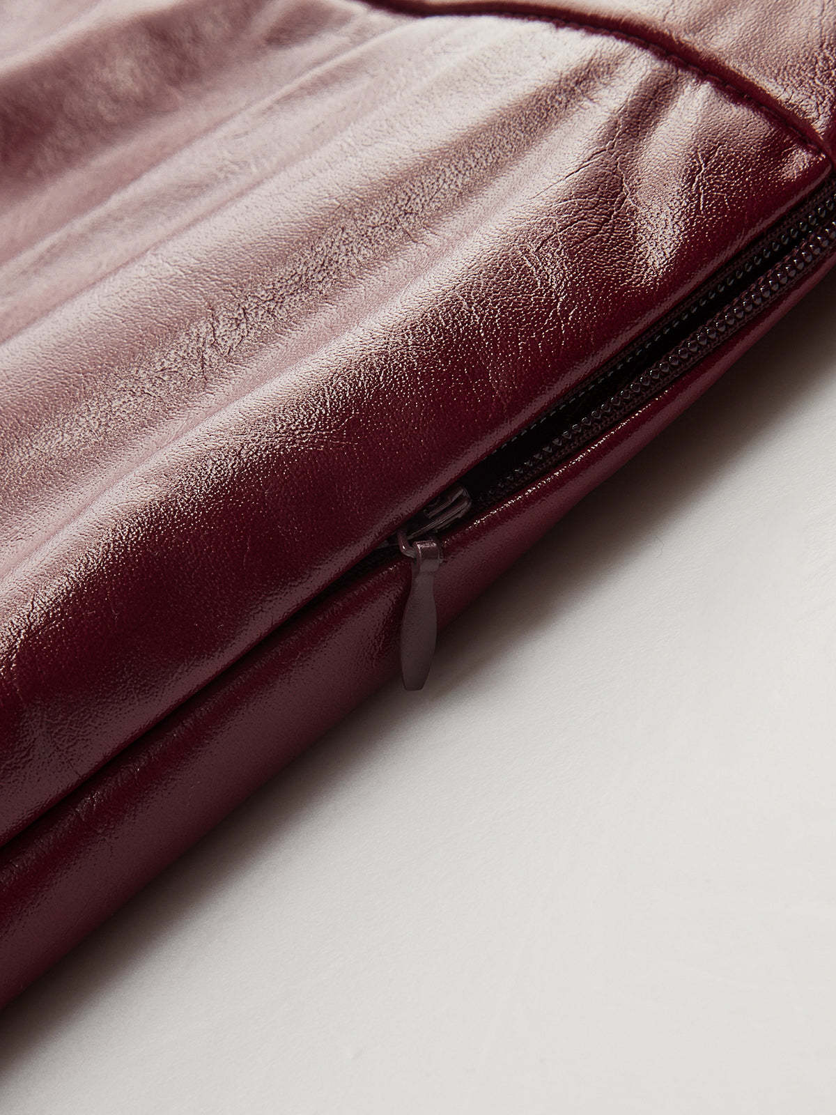 Faux Leather Panel Asymmetric Plaid Midi Skirt