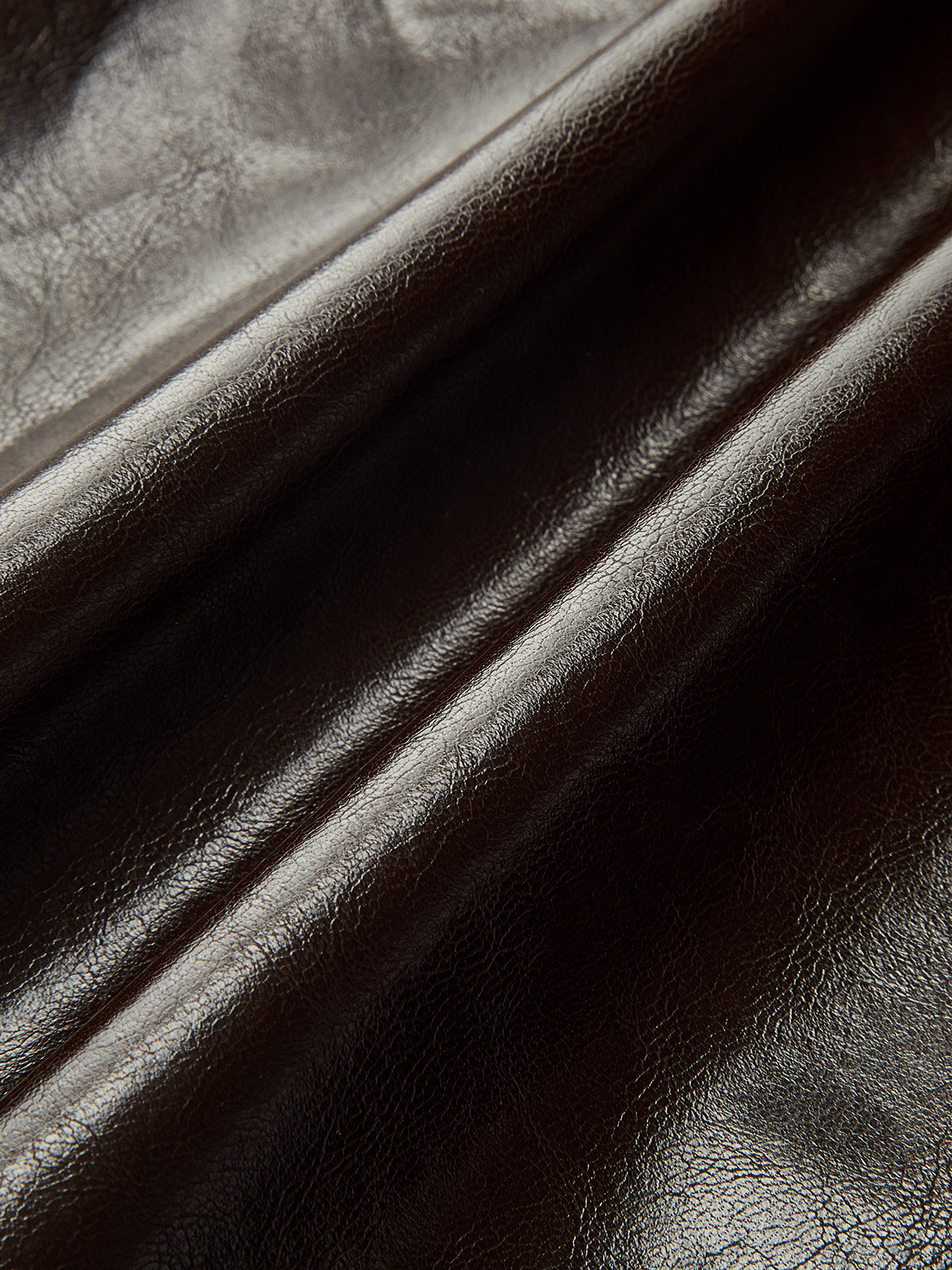 Asymmetric Ruched Slit Faux Leather Midi Skirt