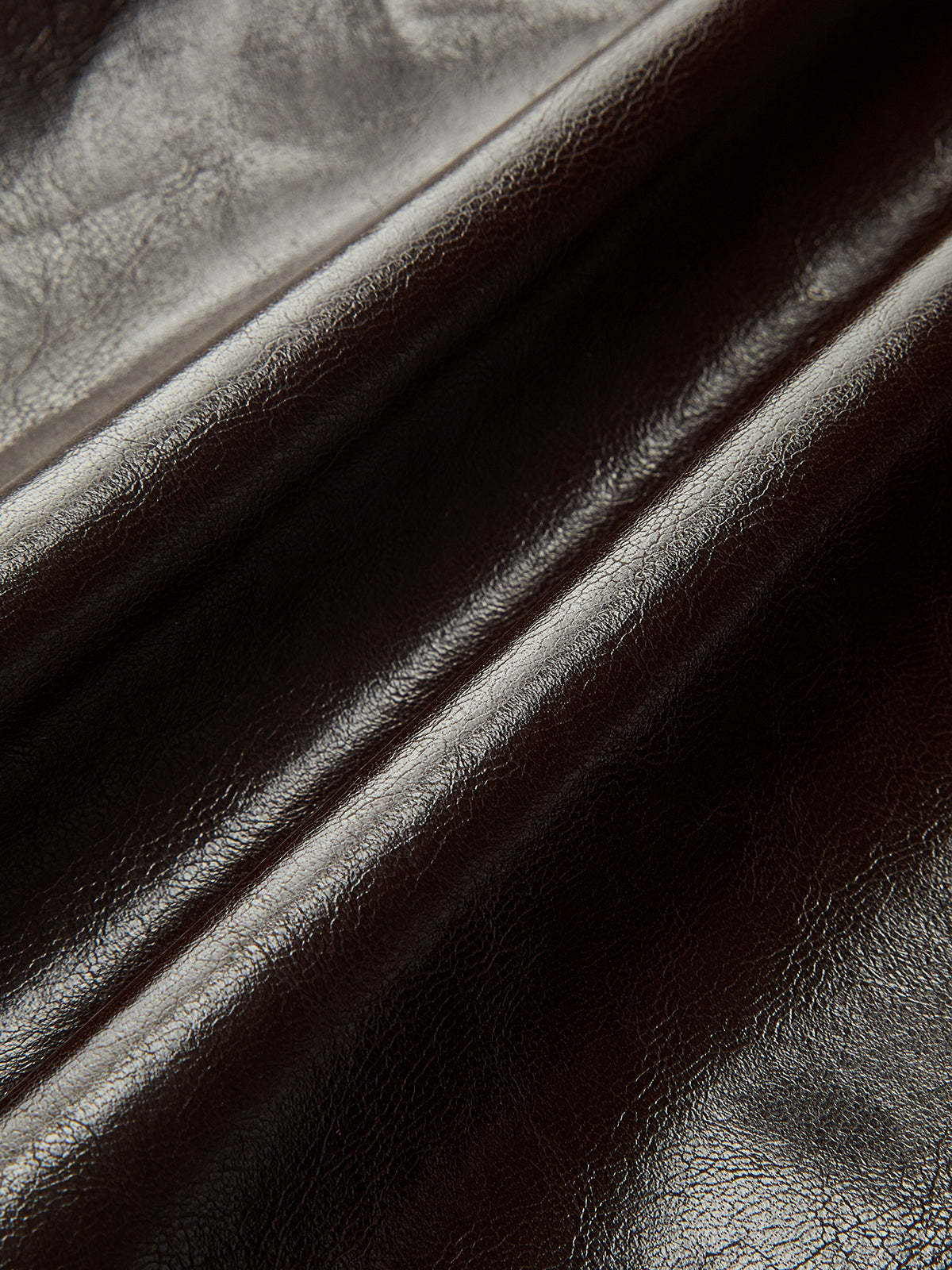 Asymmetric Ruched Slit Faux Leather Midi Skirt