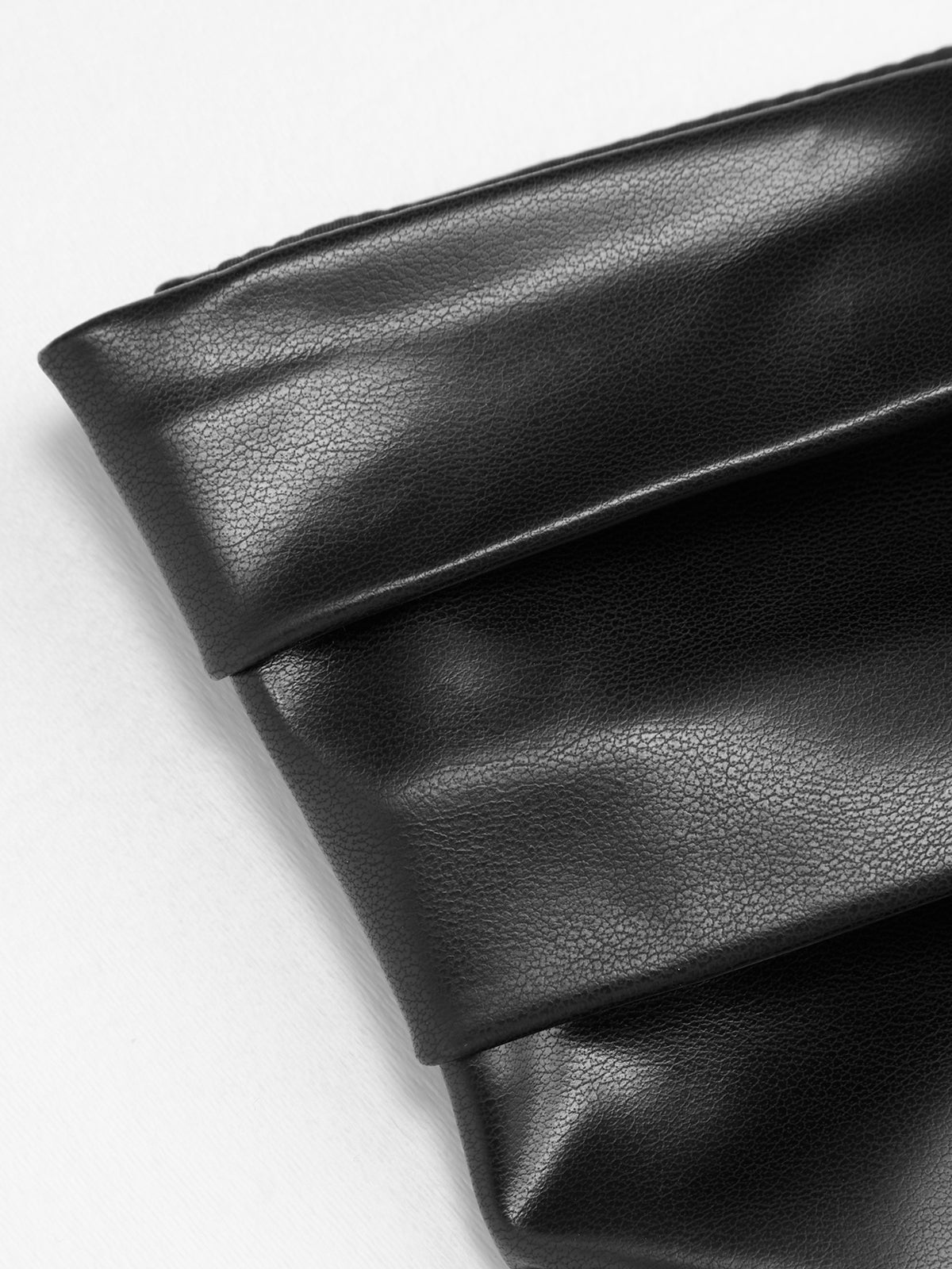 Faux Leather Wrap Waist Dress with Side Slit