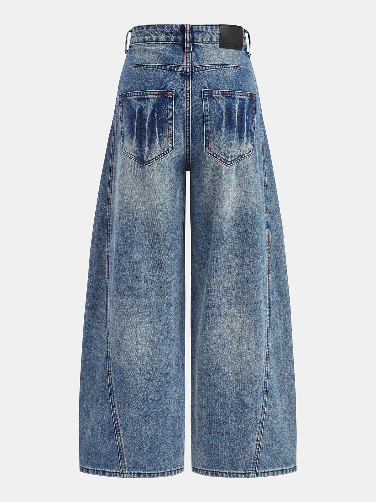 Curved-Seam Wide-Leg Denim Jeans