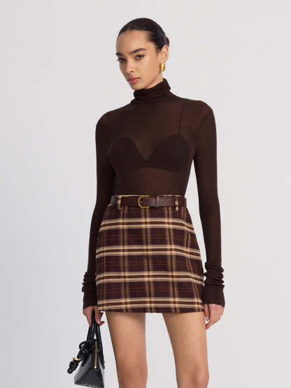 Belted Plaid Mini Skirt