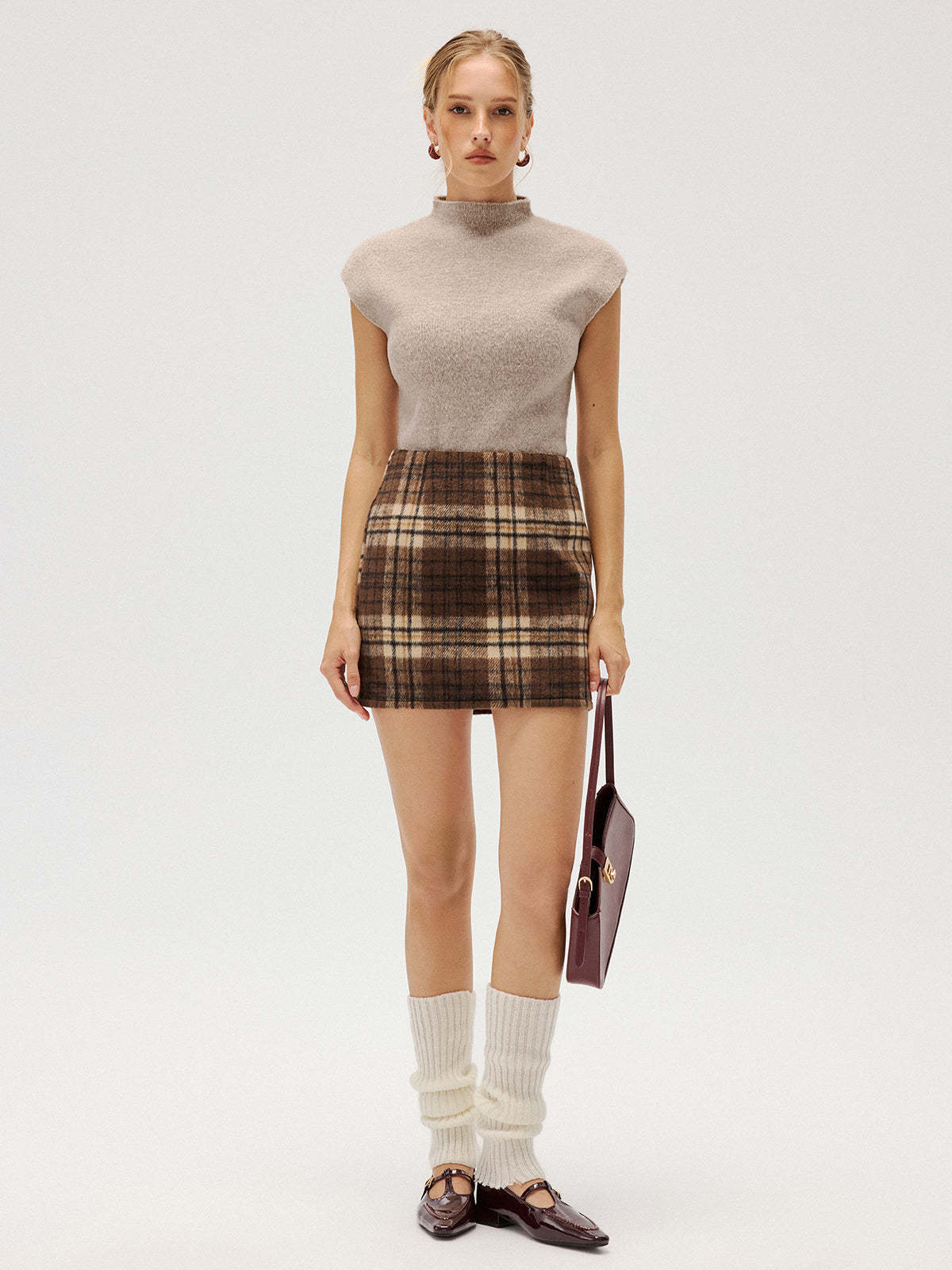 Plaid Tweed Mini Skirt