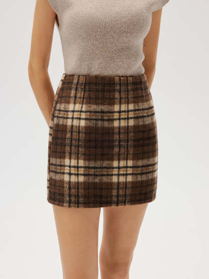 Plaid Tweed Mini Skirt
