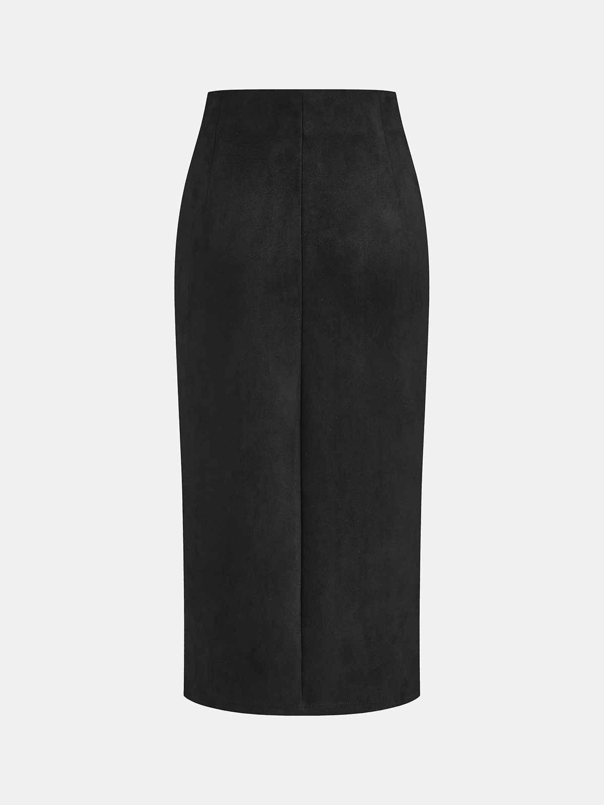 Suede Effect Lace-Slit Midi Skirt