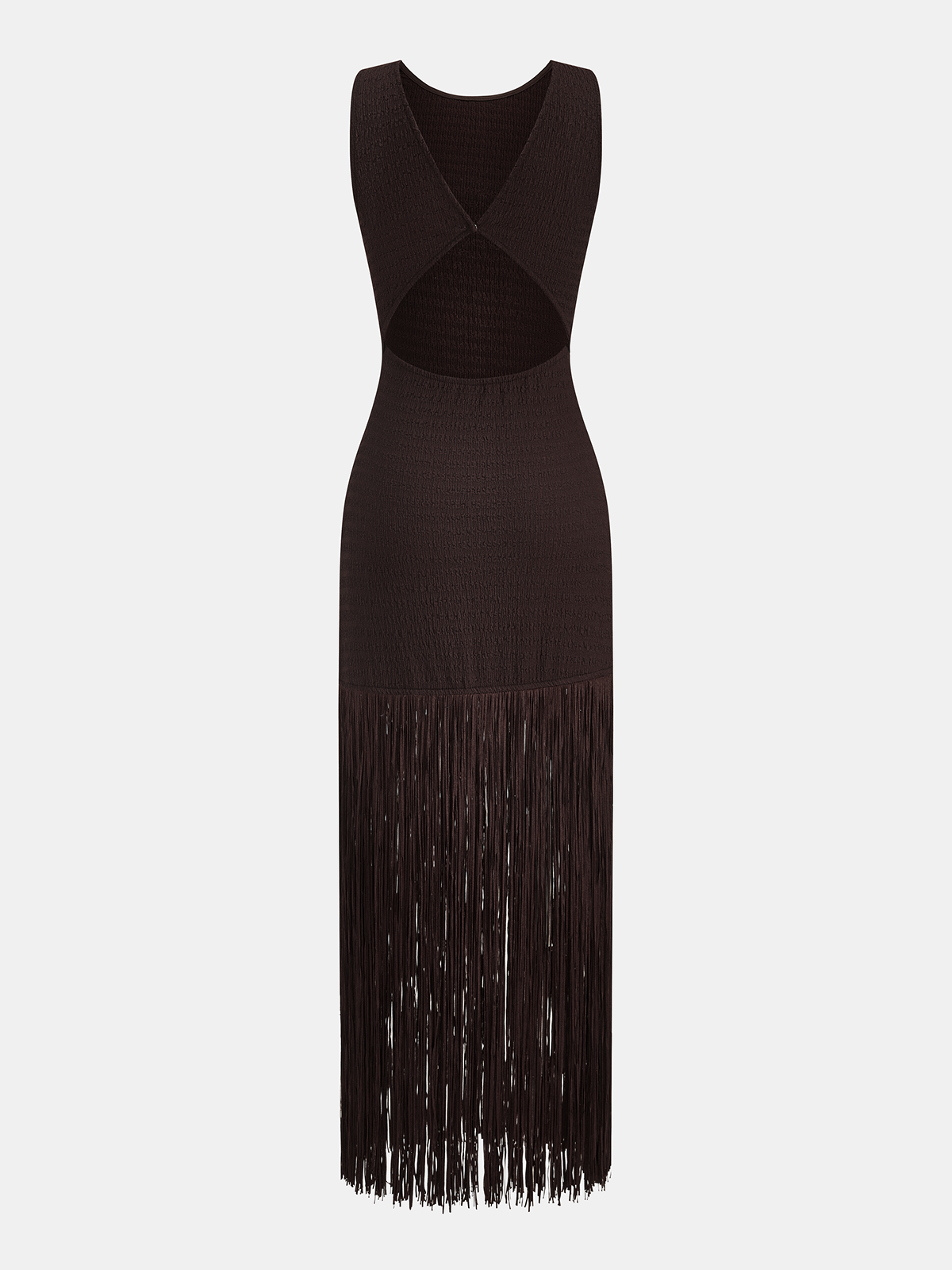 Sleeveless Fringe Hem Backless Midi Dress