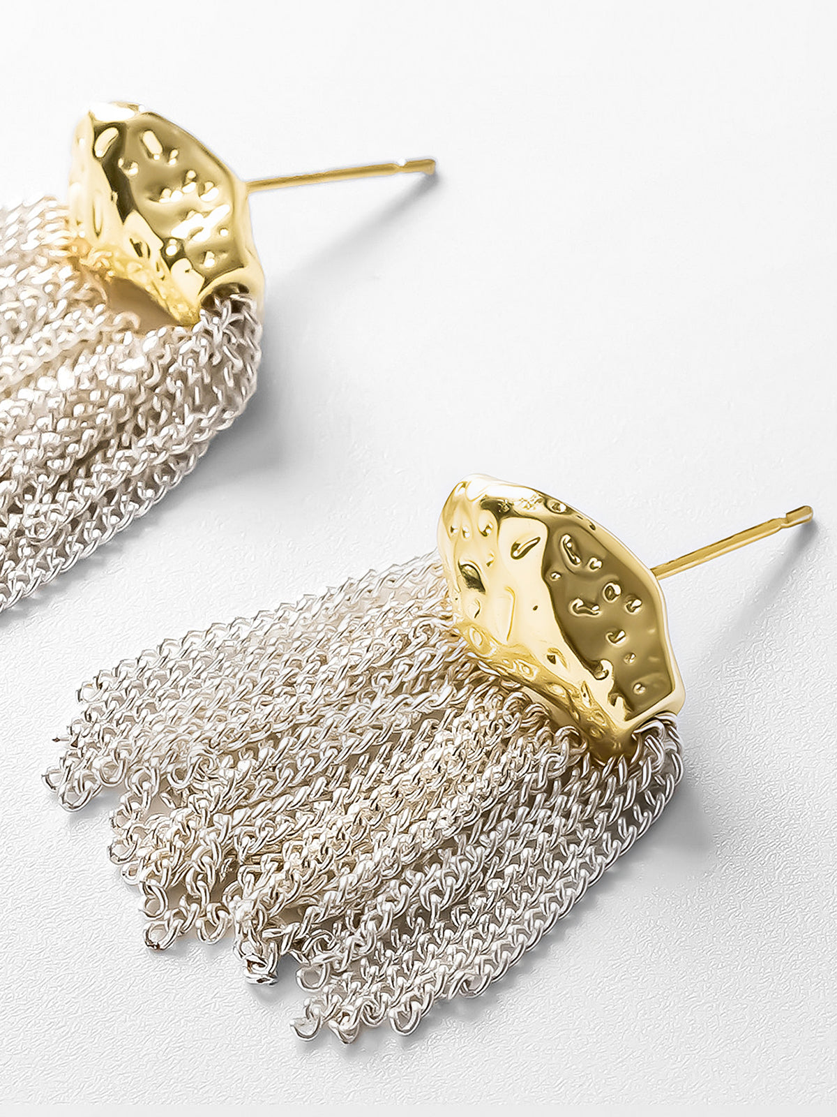 Textured Tassel Chain Earrings