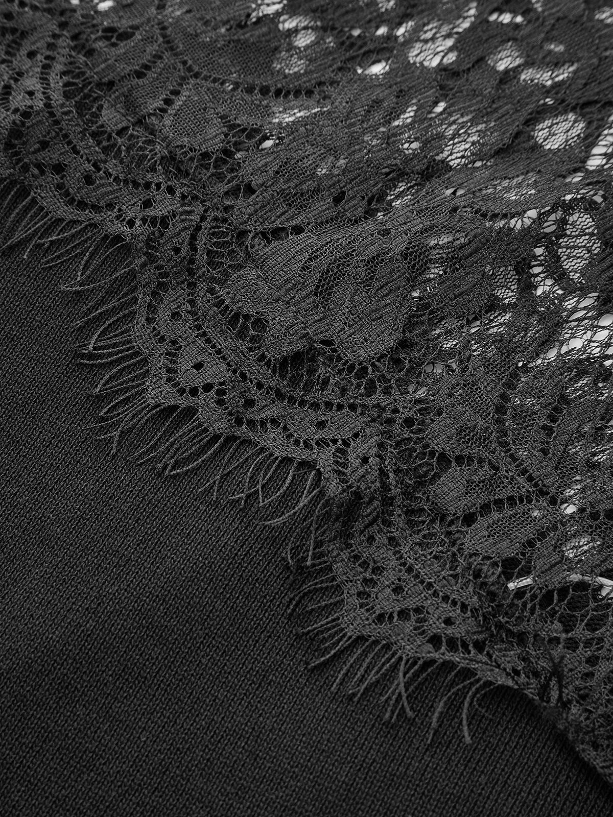 Asymmetric Lace Panel Short-Sleeve Top