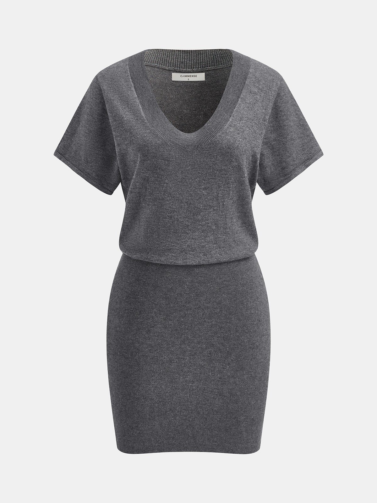 Wool-Blend Short-Sleeve Bodycon Mini Dress