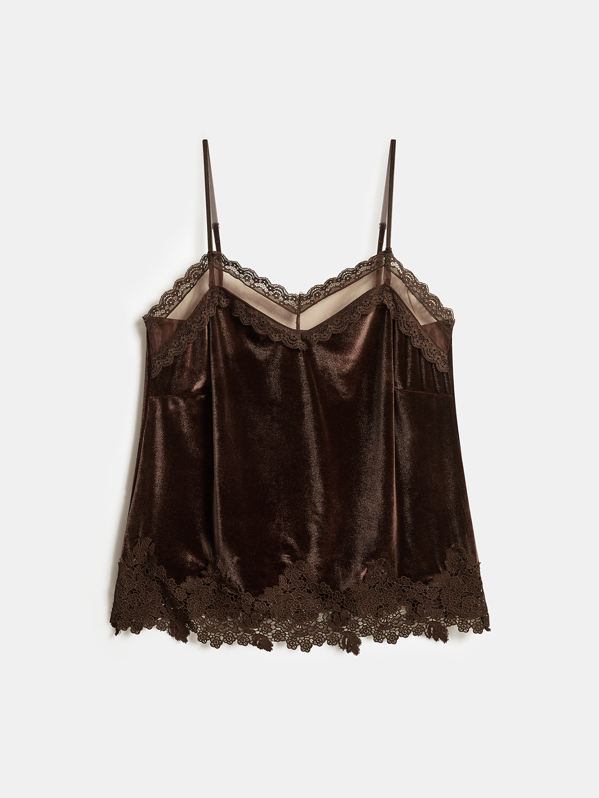 Velvet Lace Trim Cami Top