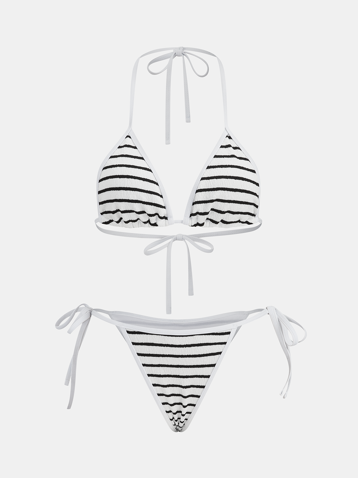 Stripe Textured Triangle Bikini Set