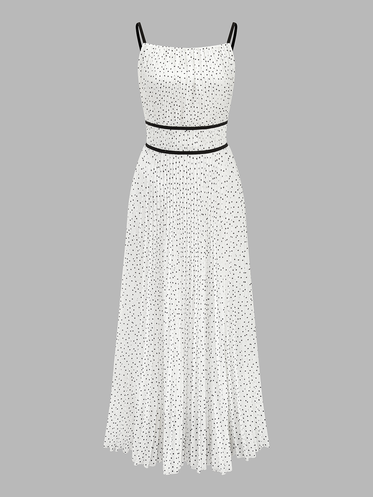 Polka Dot Pleated Cami Maxi Dress