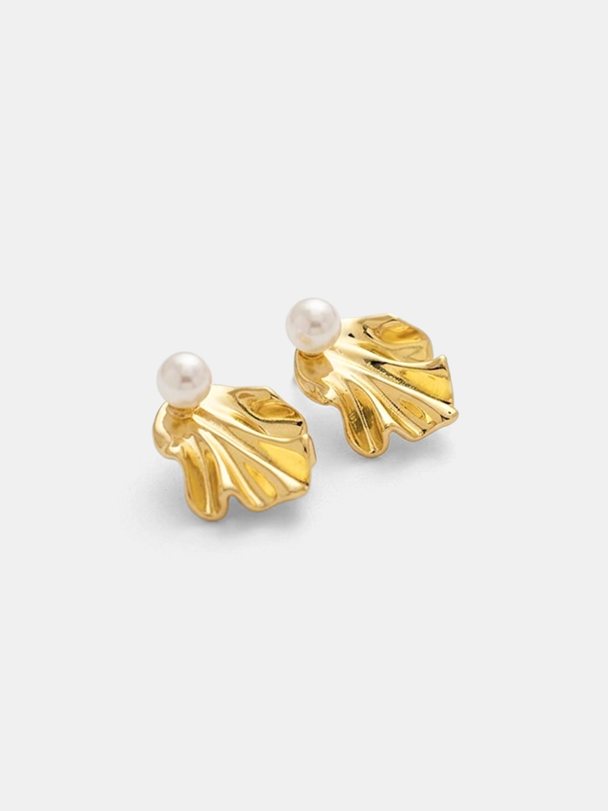 Pearl Shell Shaped Stud Earrings