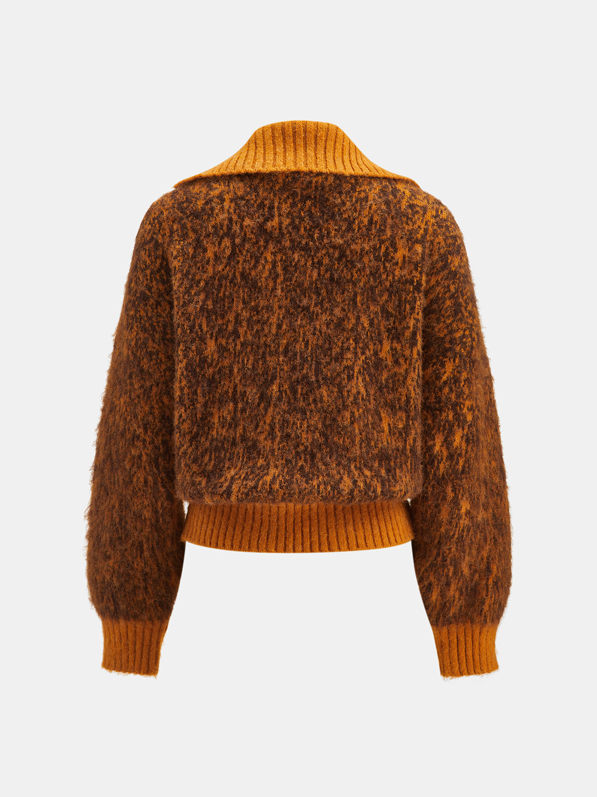 Marled Knit Collared Button‑Front Cardigan