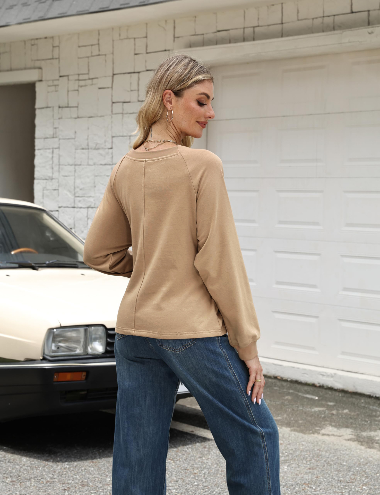 Puff-Sleeve Bow-Tie Sweater