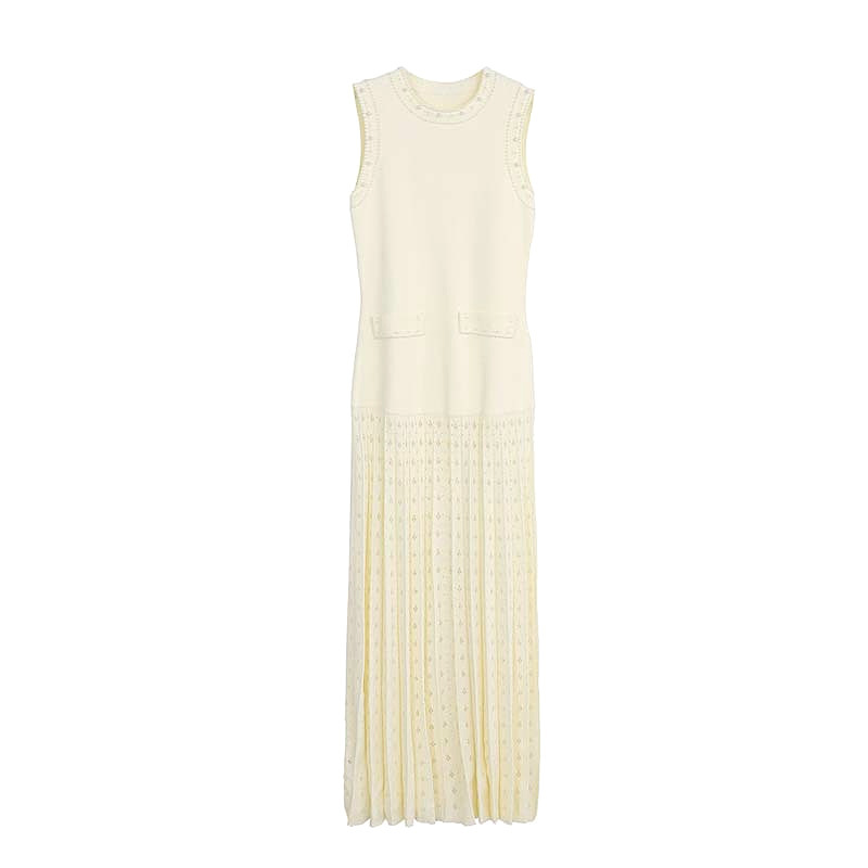 Pearl Trimmed Knit Midi Dress