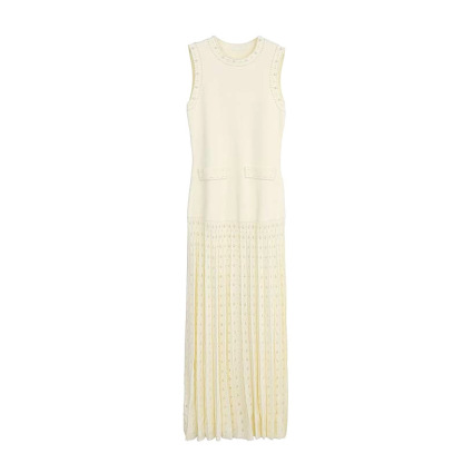 Pearl Trimmed Knit Midi Dress