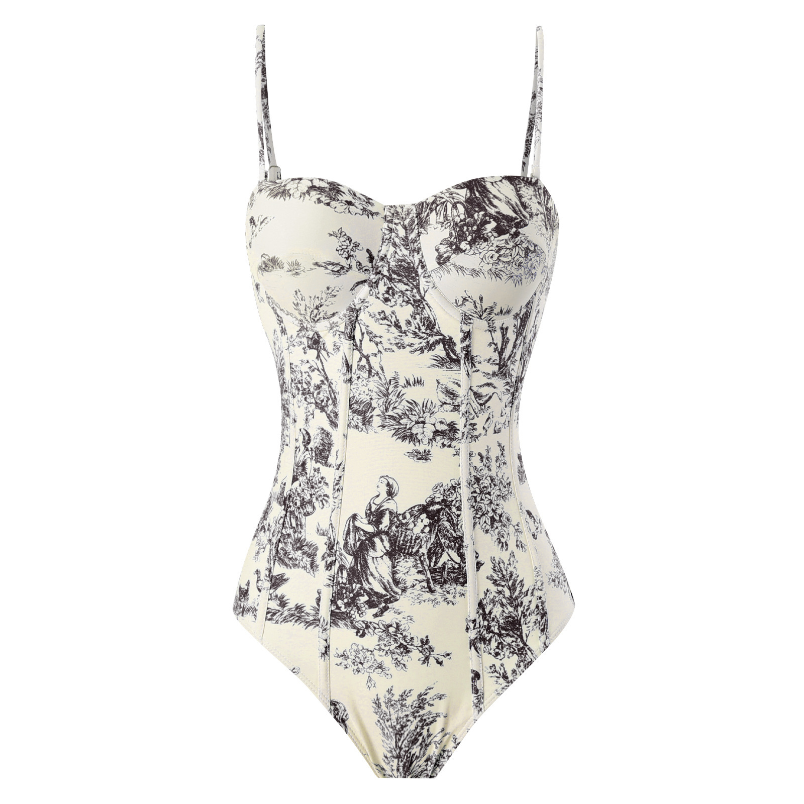 Seaside Hut Print One Piece Swimsuit